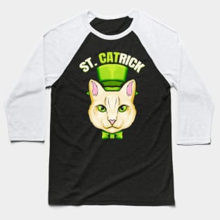 Cat With Green Loop And Cylinder Hat St Catrick Patricks Day Baseball T-Shirt